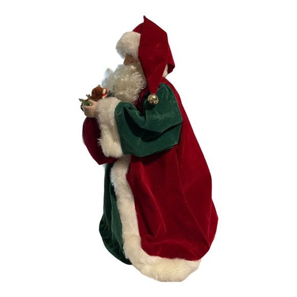 Santa Claus Tree Topper Vintage Figurine Porcelain Fluffy Beard Velvety Coat - Picture 9 of 13